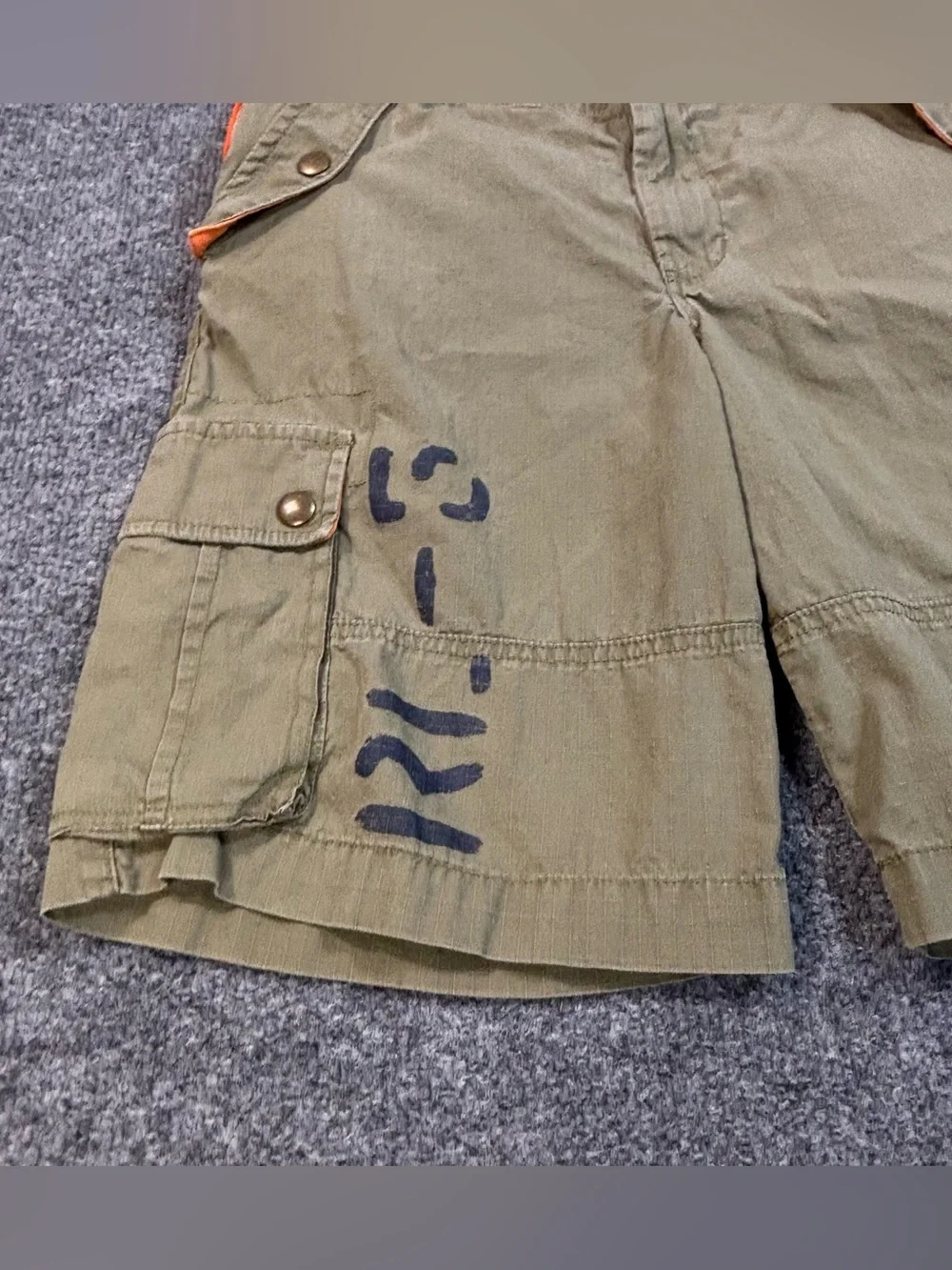 Polo Ralph Lauren Boys 12 Cargo Shorts Green Ripstop Mountain Div RL-65 Patch